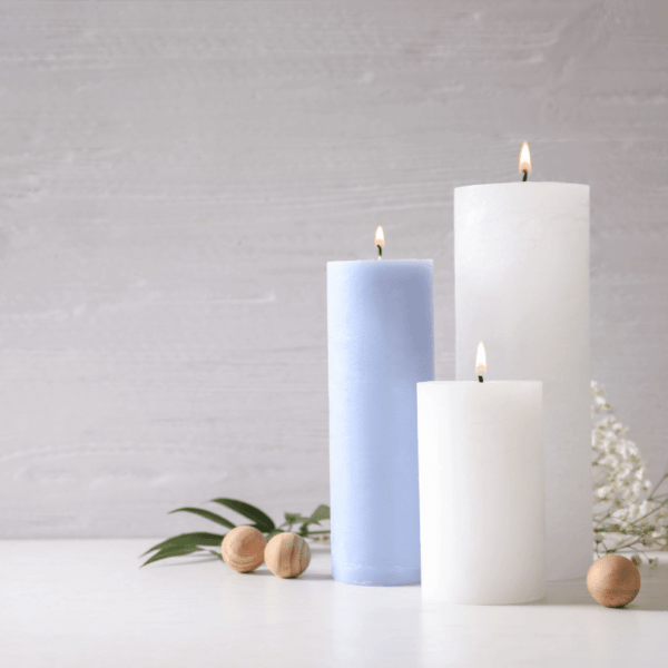 unscented white pillar candles