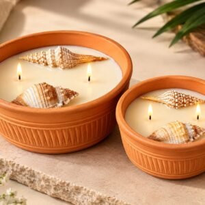 Ocean Aqua Fresh Terracotta Sea Shell Scented Candle
