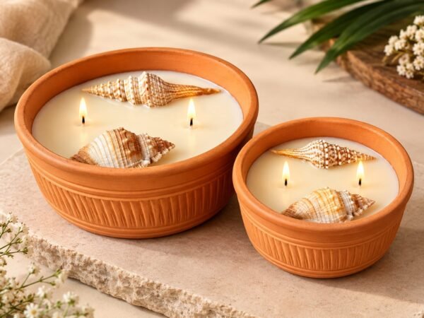 teracotta 2wick see shell candle Ocean Aqua Fresh Terracotta Sea Shell Scented Candle
