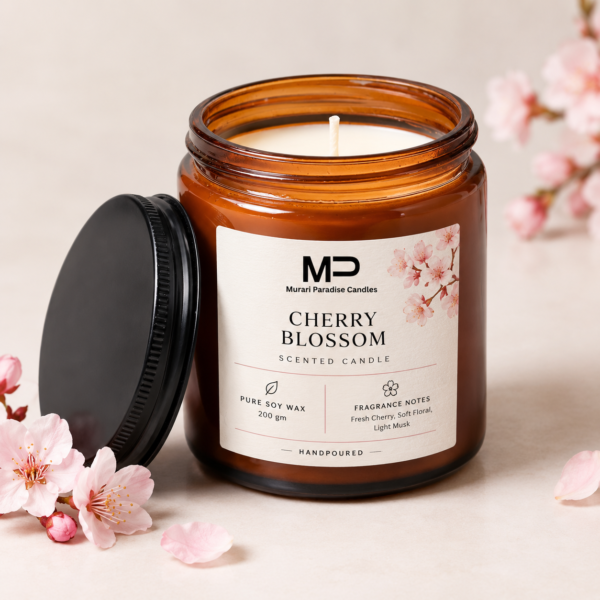 Cherry Blossom Luxury Candle Product Shot Cherry Blossom Scented Candle