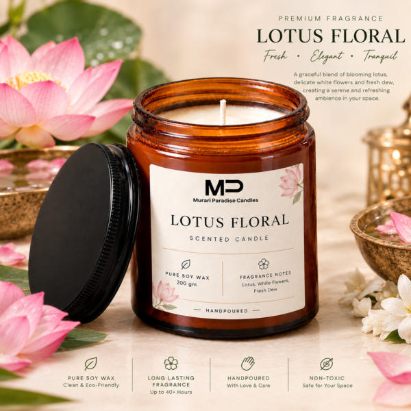 Lotus Floral Candle Spa Advertisement Lotus Floral Scented Candle